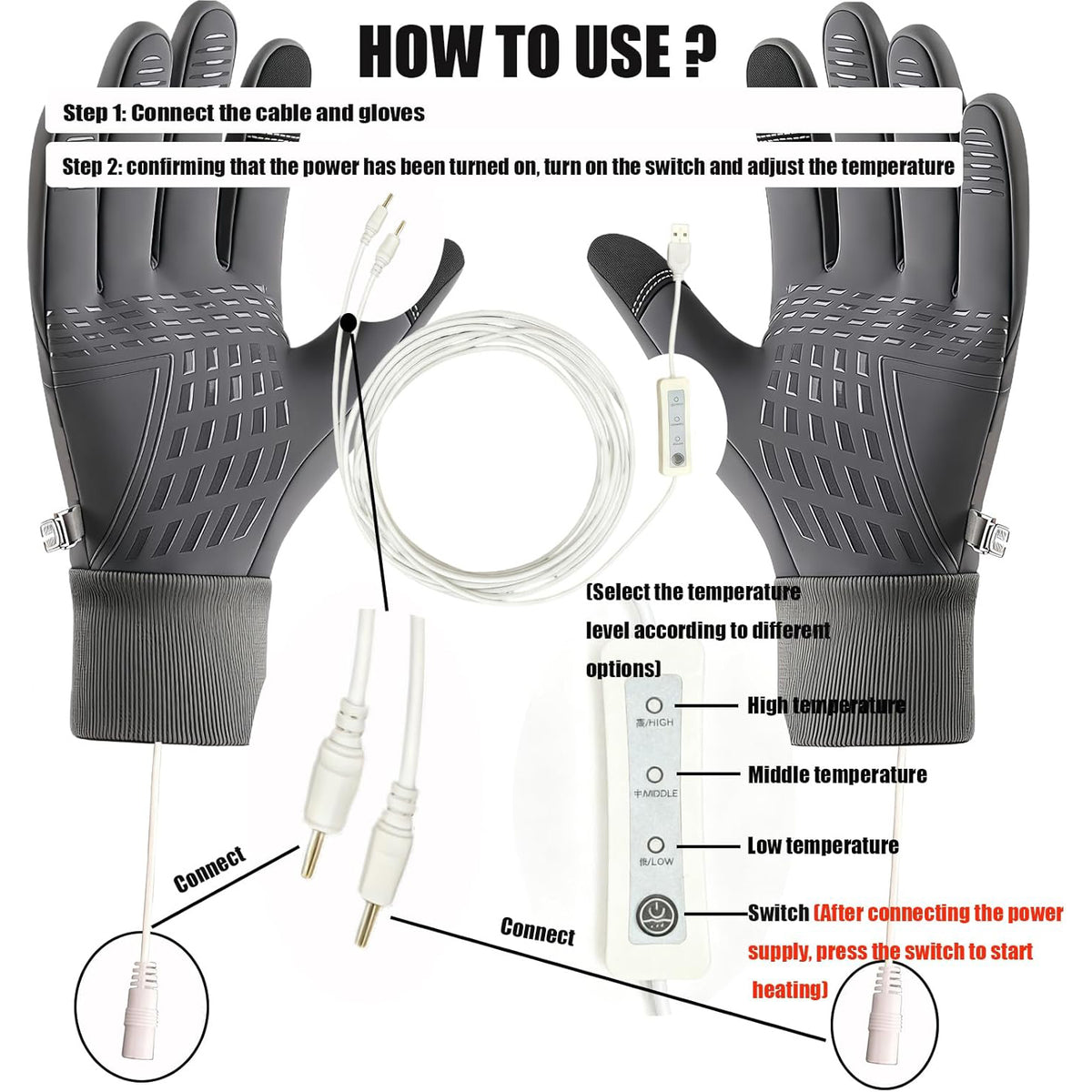 Heated Touchscreen Winter Gloves for Winter Sports Cycling Hunting