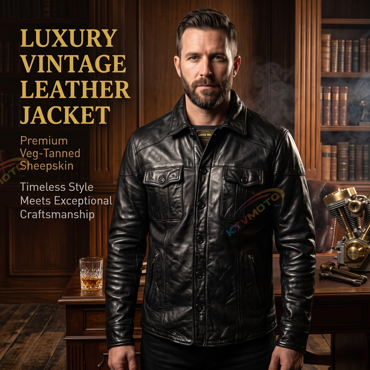 Luxury Vintage Casual Genuine Leather Jacket - A25