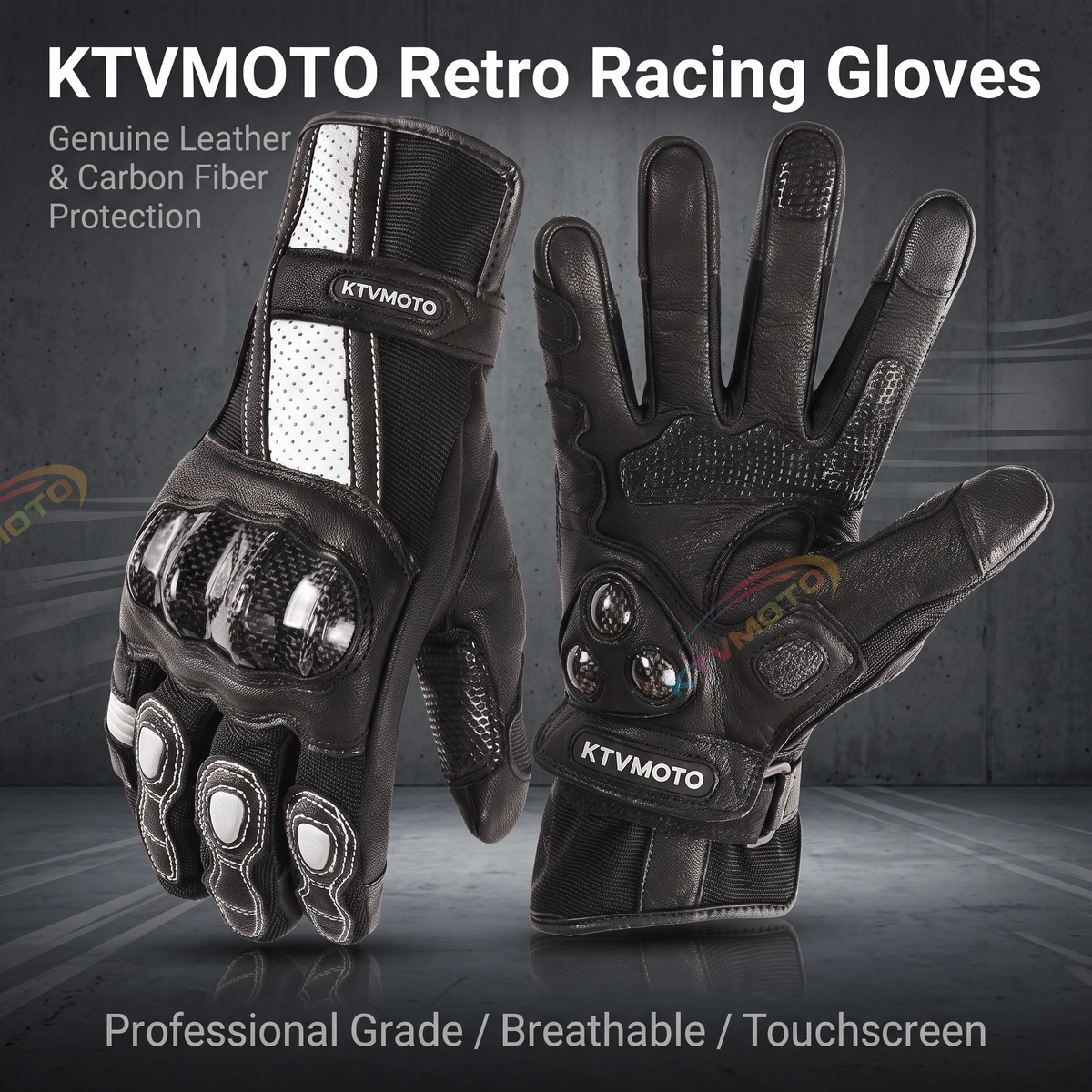 Genuine leather breathable retro motorcycle riding gloves-G82