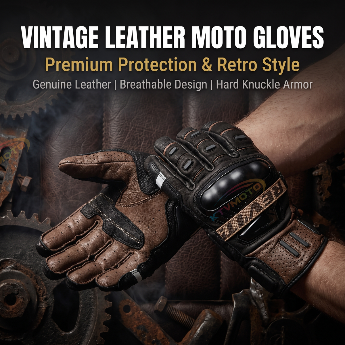 Motorcycle Riding Gloves Genuine Leather Breathable Touchscreen Drop-proof-G92