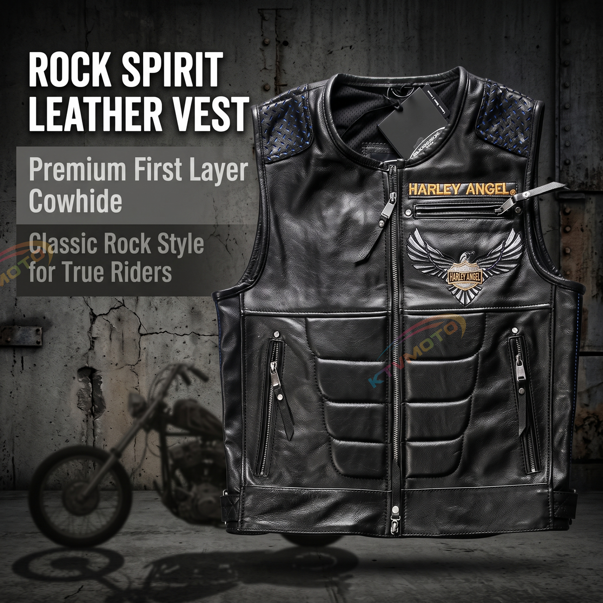 Abs Blocking Harley Summer Rock Leather Vest - A30