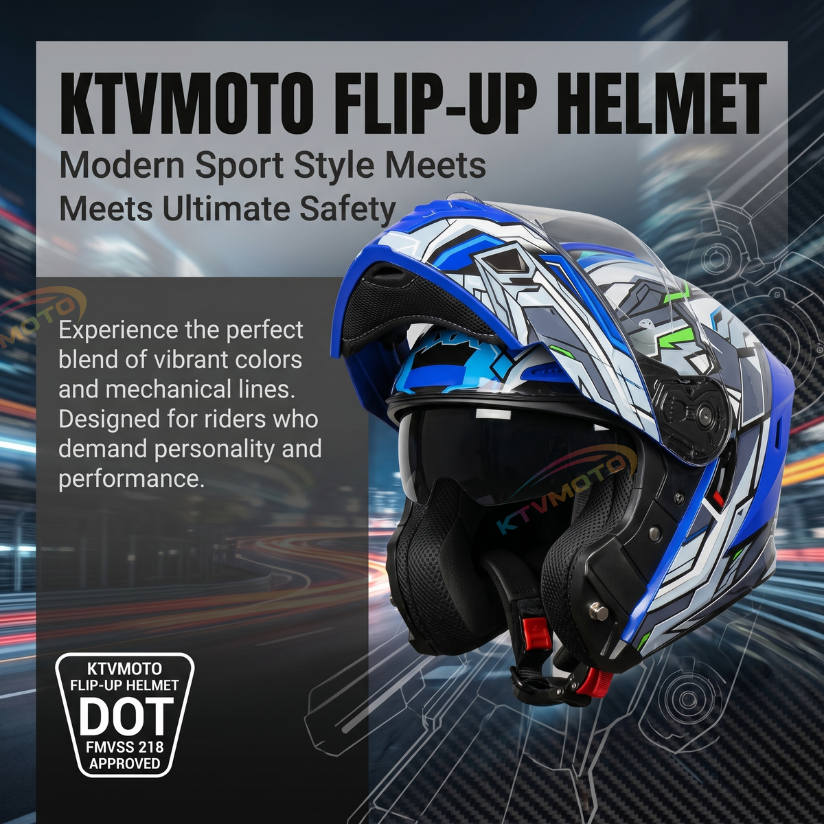 DOT approved modular motorcycle helmet dual mirrors-I132