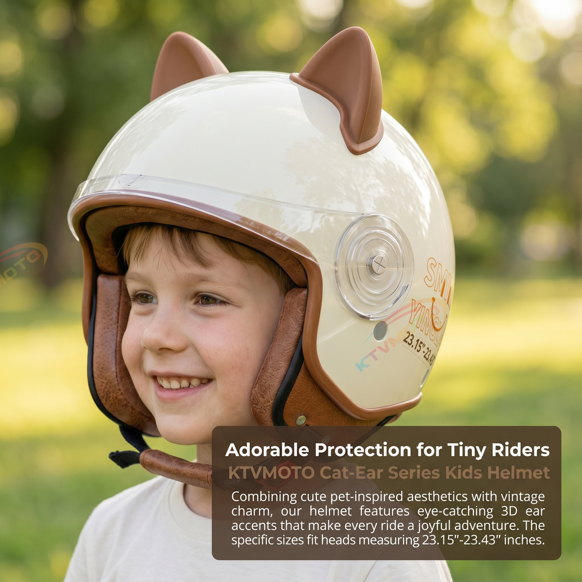 Cute cat ear three-quarter helmet for kids-I80