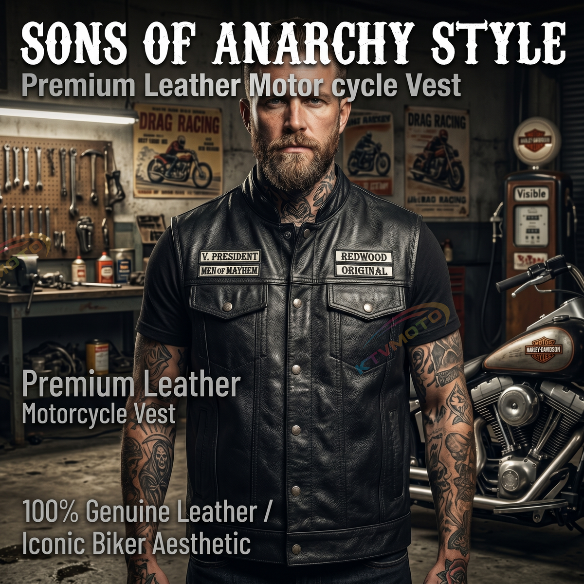 Harley Angel Vest Sons of Anarchy Leather Motorcycle Vest-A15