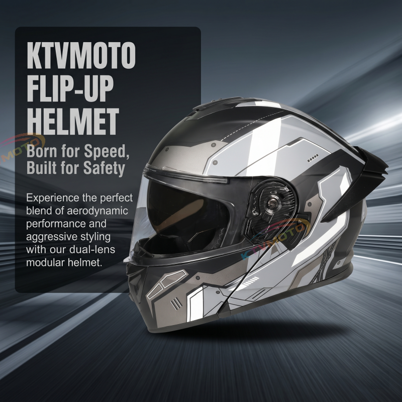 Dual-lens flip-up full-face helmet-I96
