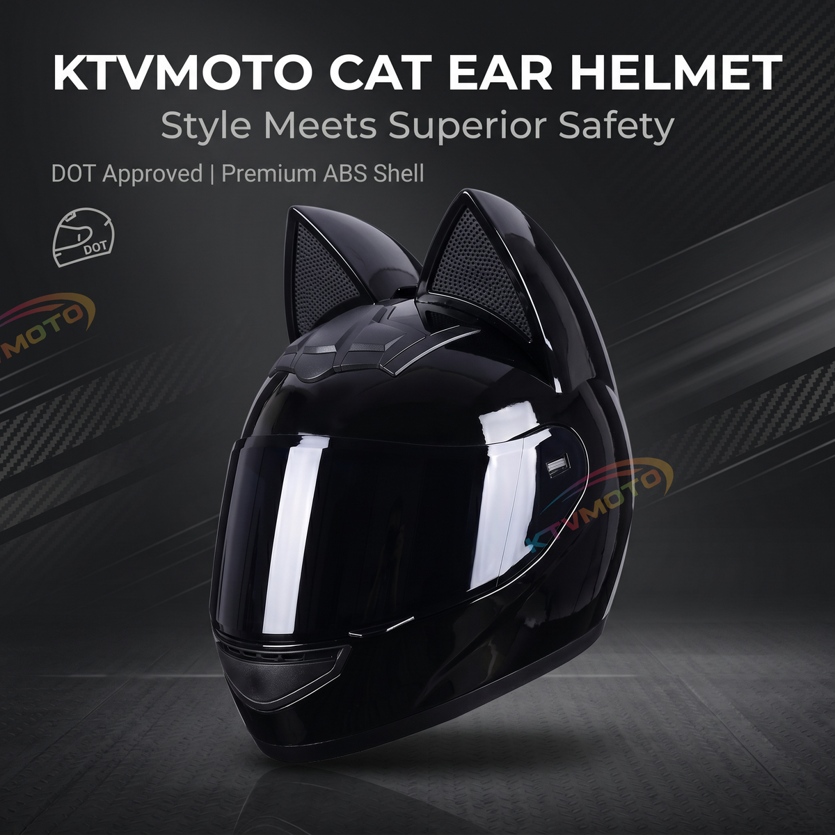 DOT certified cat ear full-face motorcycle helmet-I02