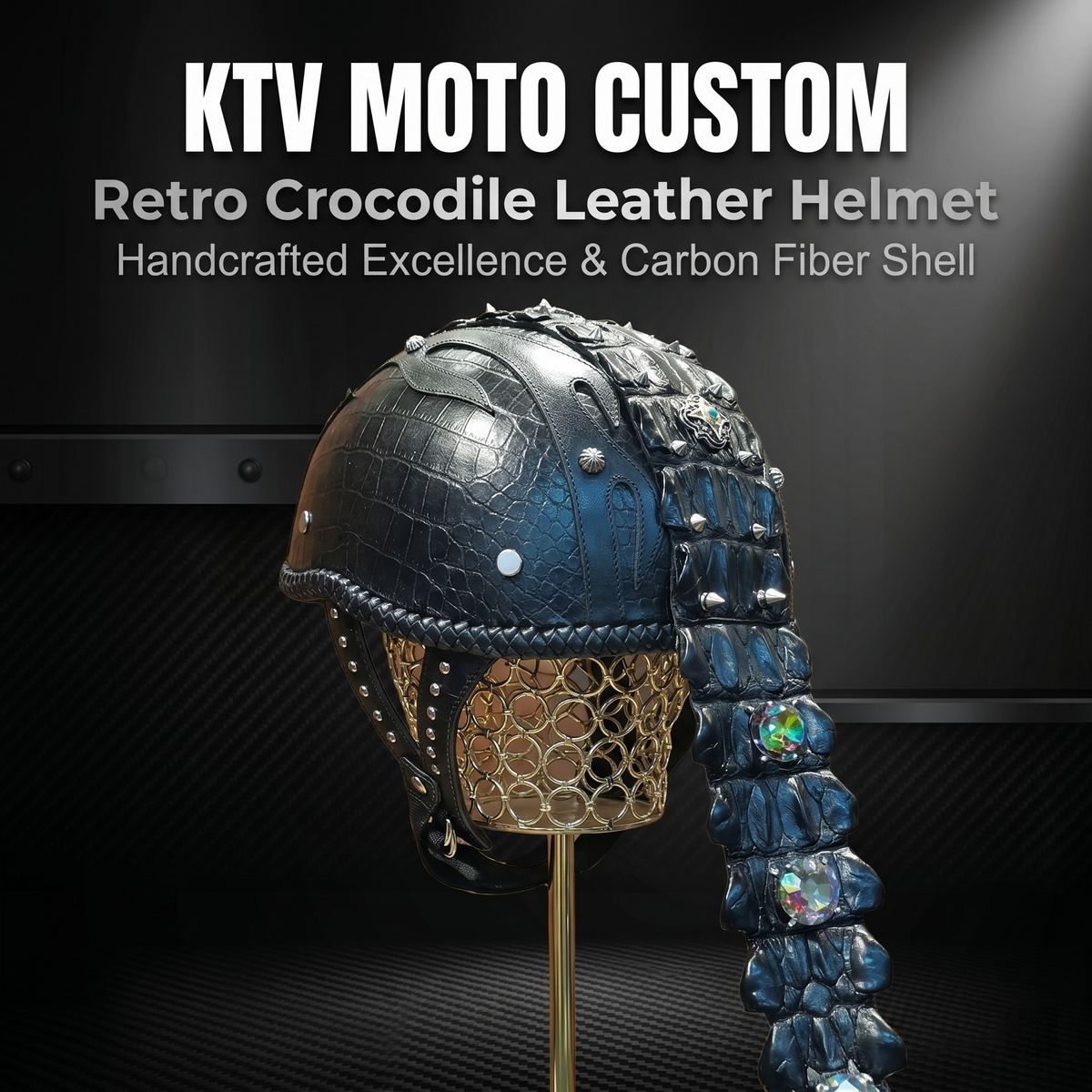 Crocodile skin motorcycle half helmet-I128