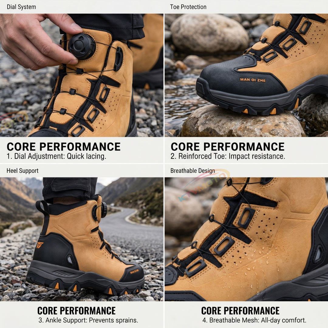 Motorcycle boots equipped with a dial adjustment system-K35