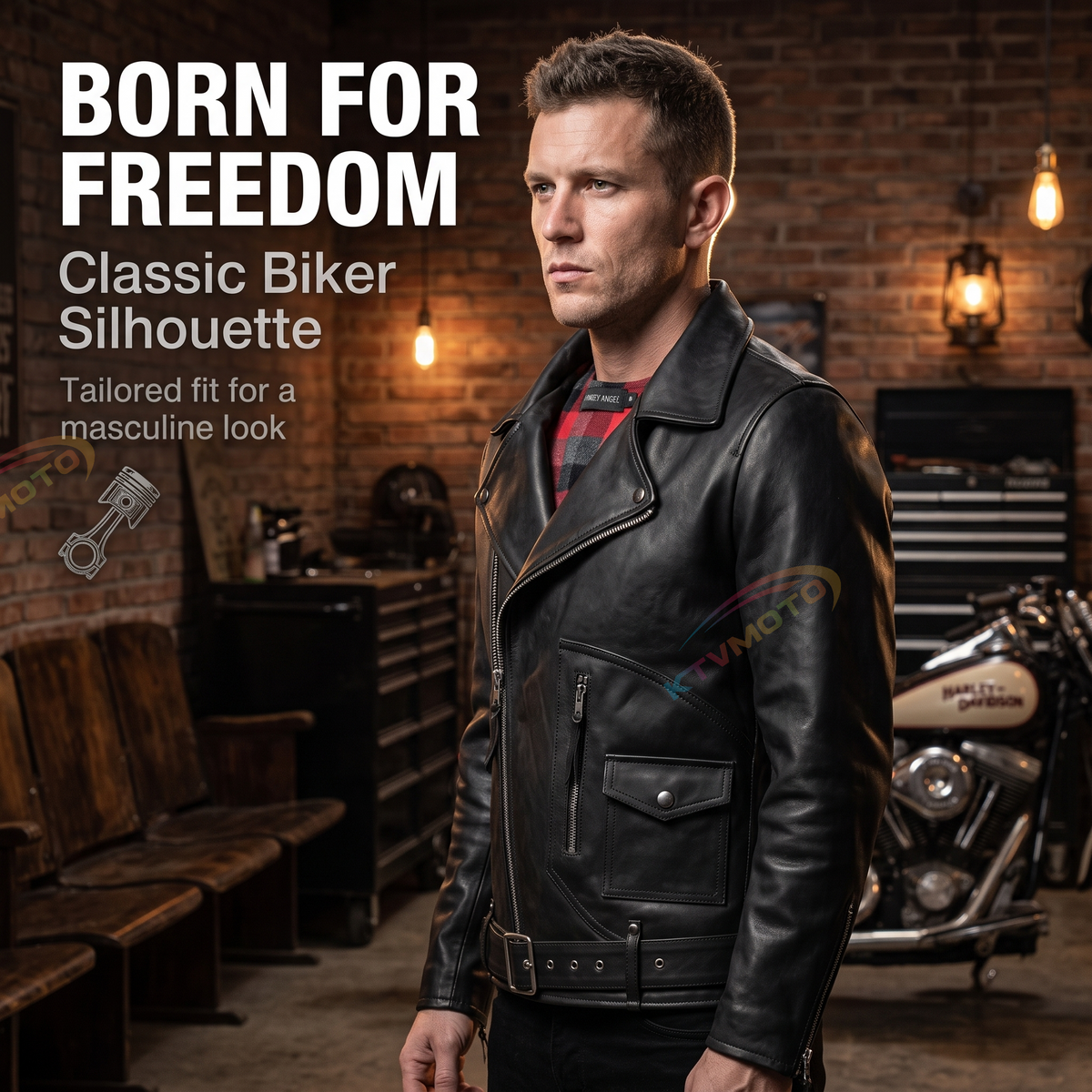 HARLEY ANGEL motorcycle genuine cowhide leather jacket-A27