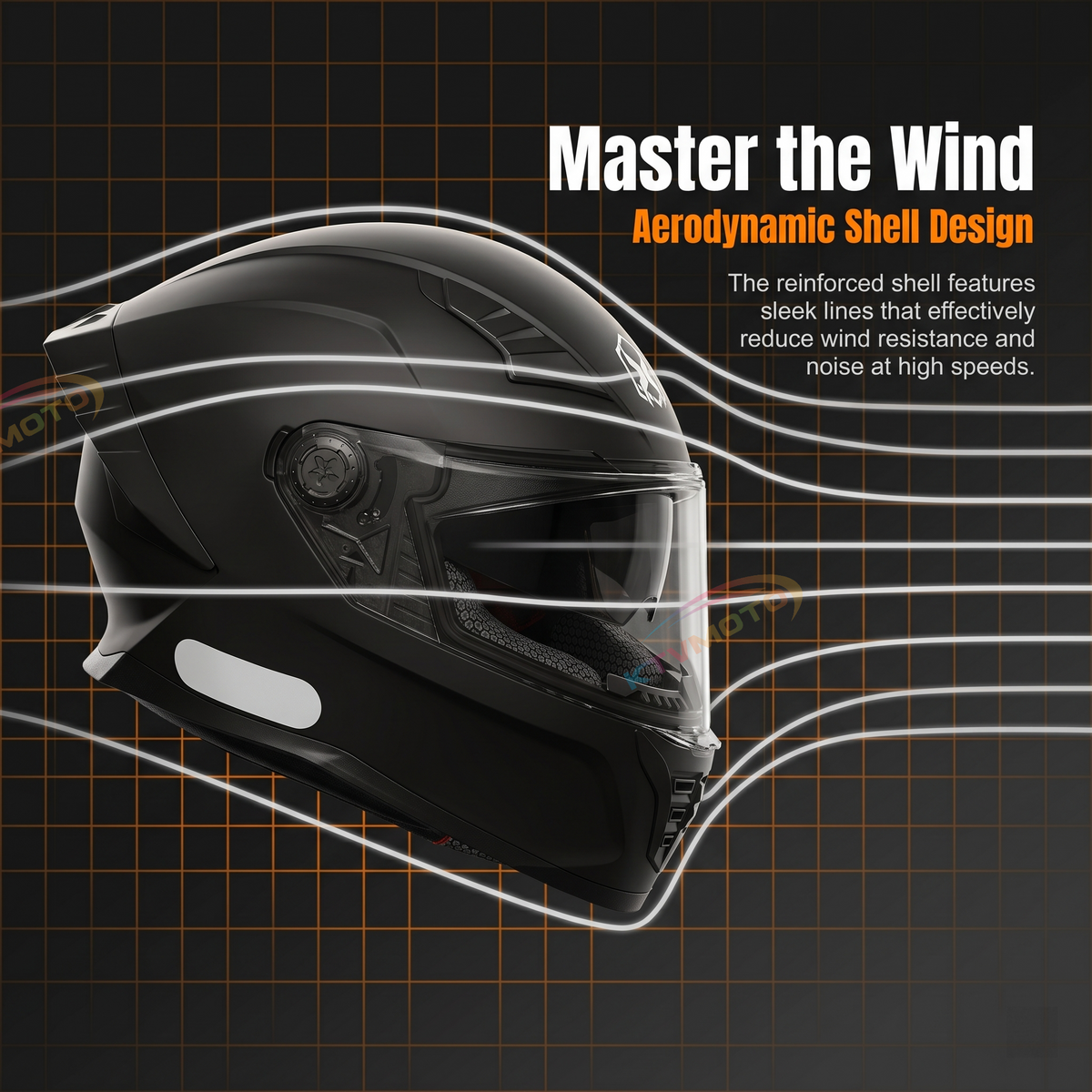 Aerodynamic full-face street racing helmet-I125
