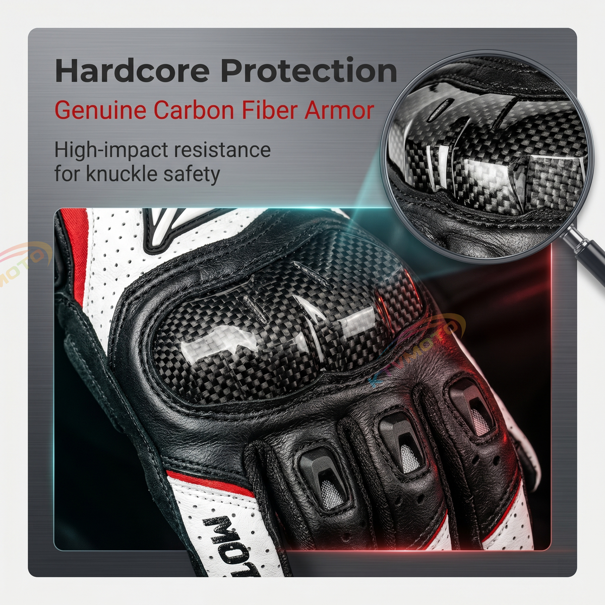 Breathable leather gloves with carbon fiber protective layer-G67