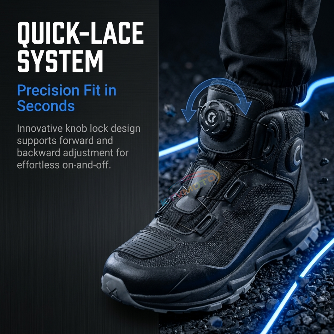 Waterproof motorcycle boots with a dial closure system-K33
