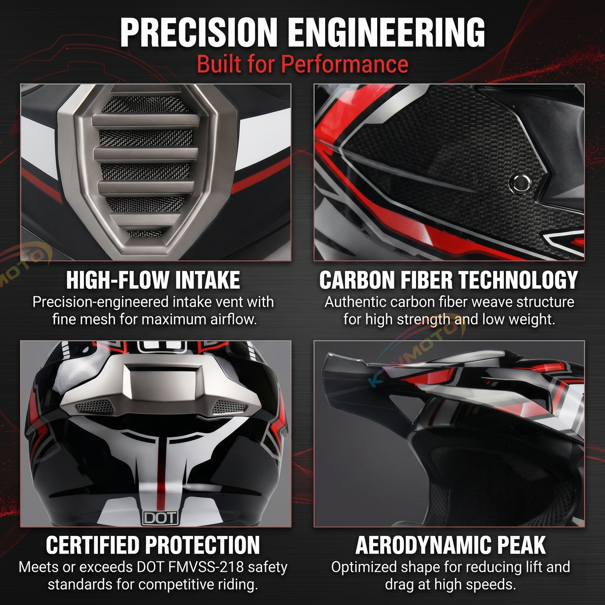 Dirt Bike Racing Carbon Fiber Helmet-I60