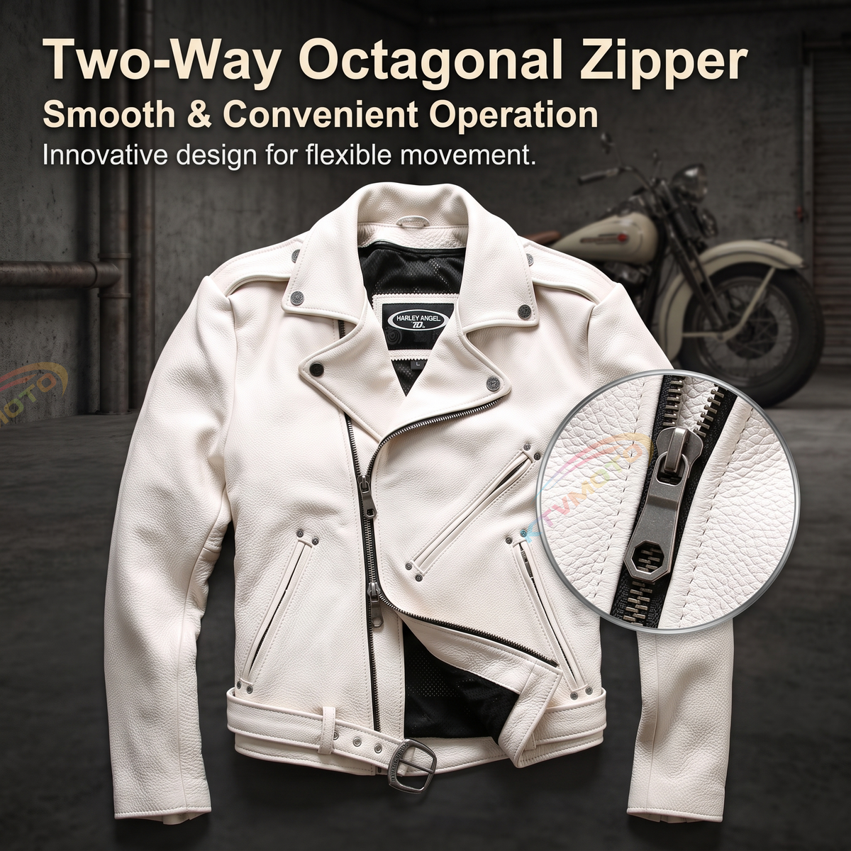 White casual genuine cowhide jacket-A28