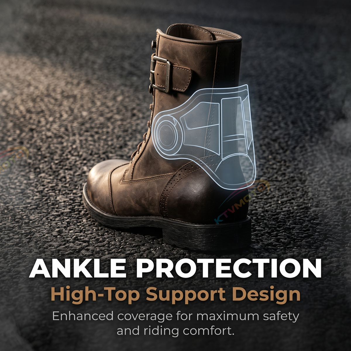 Retro Motorcycle Riding Boots Made of Top-Grain Cowhide-K166
