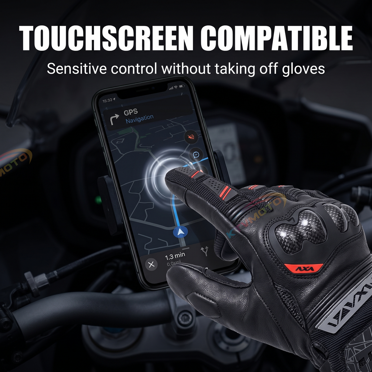 Motorcycle gloves with carbon fiber touchscreen thickened-G80