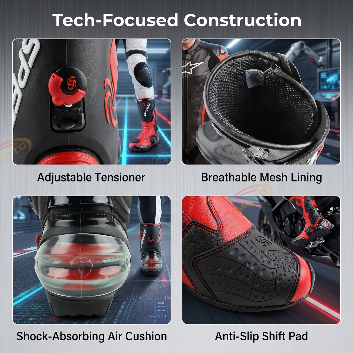 Professional Riding Motorcycle Protective Gear Shift Microfiber Leather Boots-K05