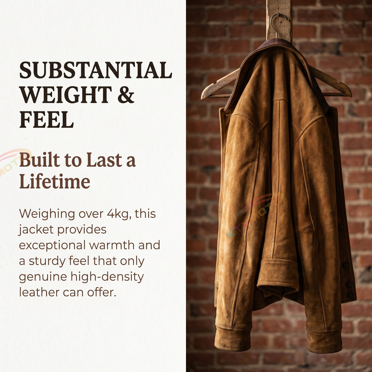 Handmade Vintage Natural Cow Suede Leather Jacket-A1