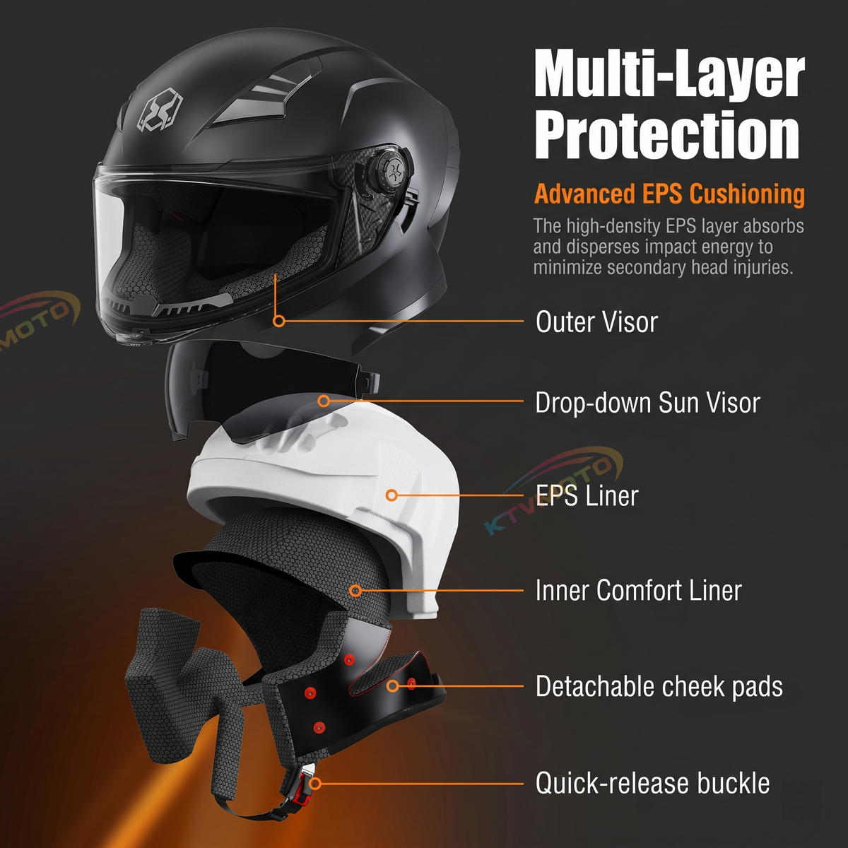 Aerodynamic full-face street racing helmet-I125