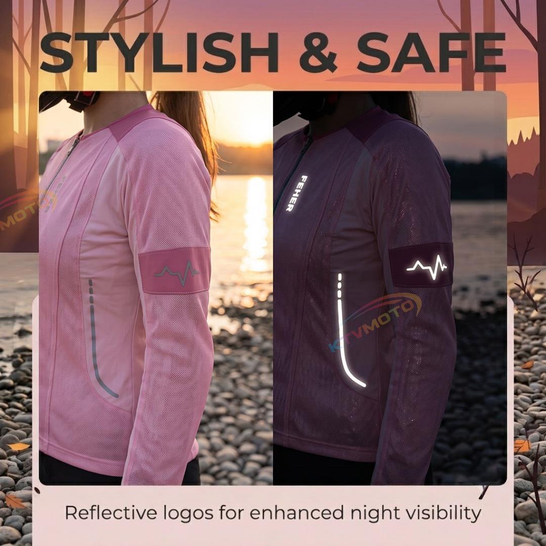 Women's Slim-Fit Breathable Mesh Motorcycle Jacket for Summer-J67