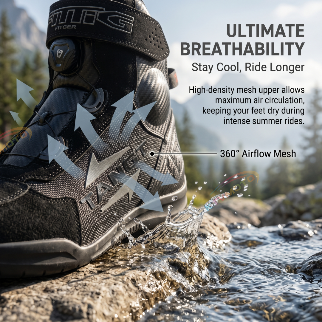 Waterproof mesh motorcycle road riding boots-K59