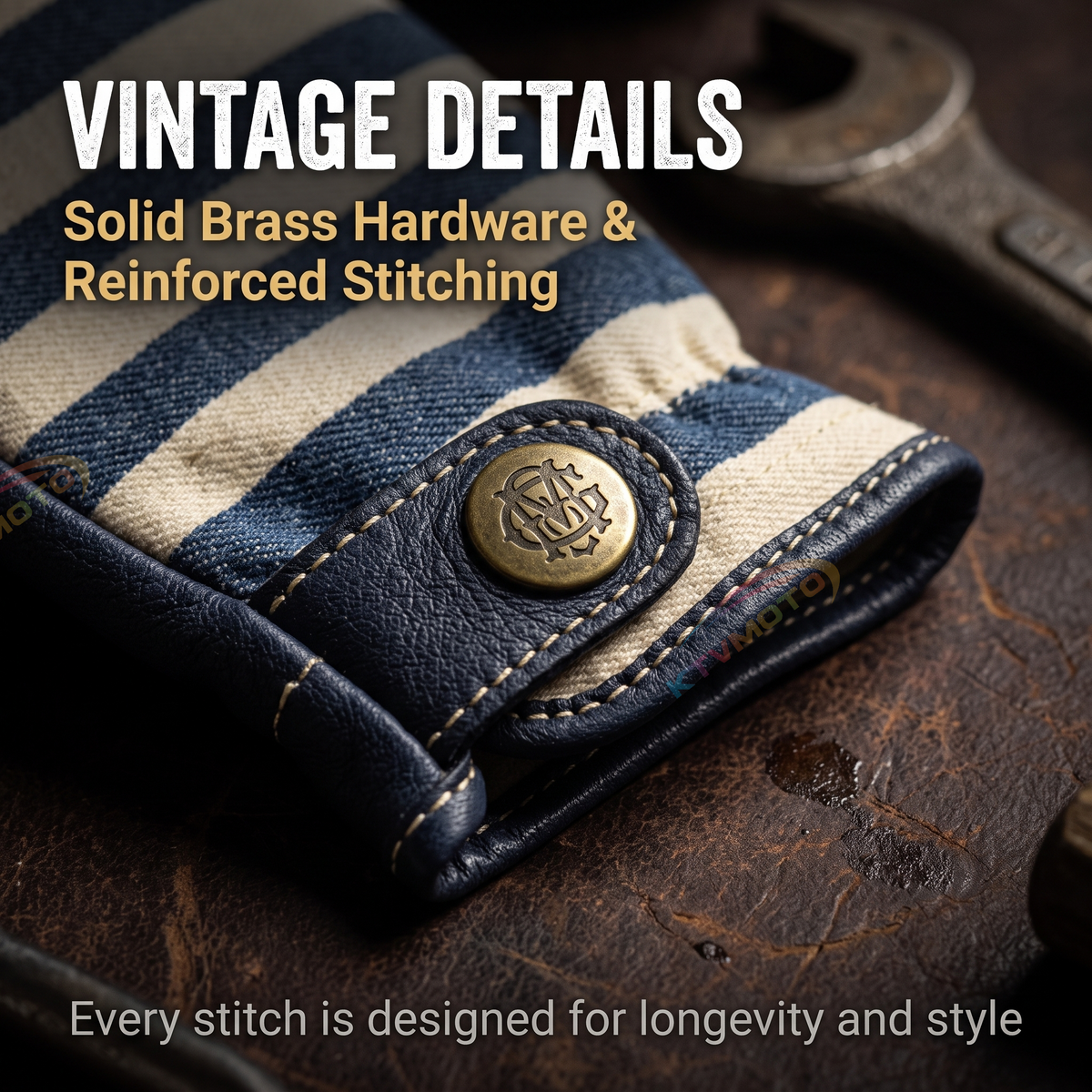 Deerskin denim Harley motorcycle gloves-G74