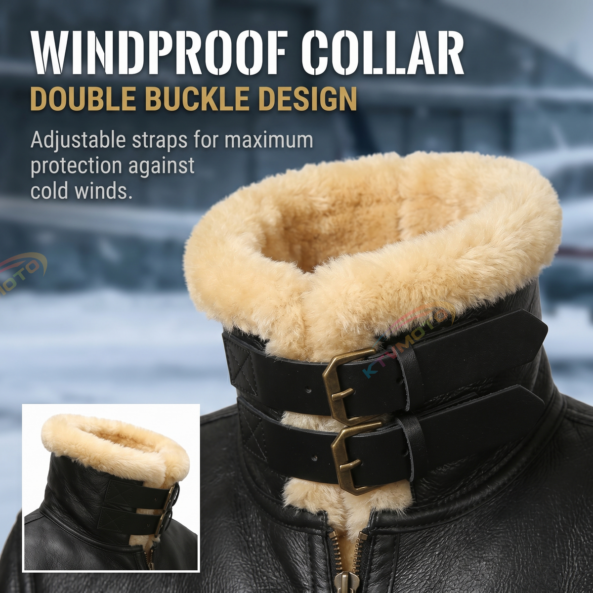 Genuine Sheepskin Bomber Jacket Military Fur-A04