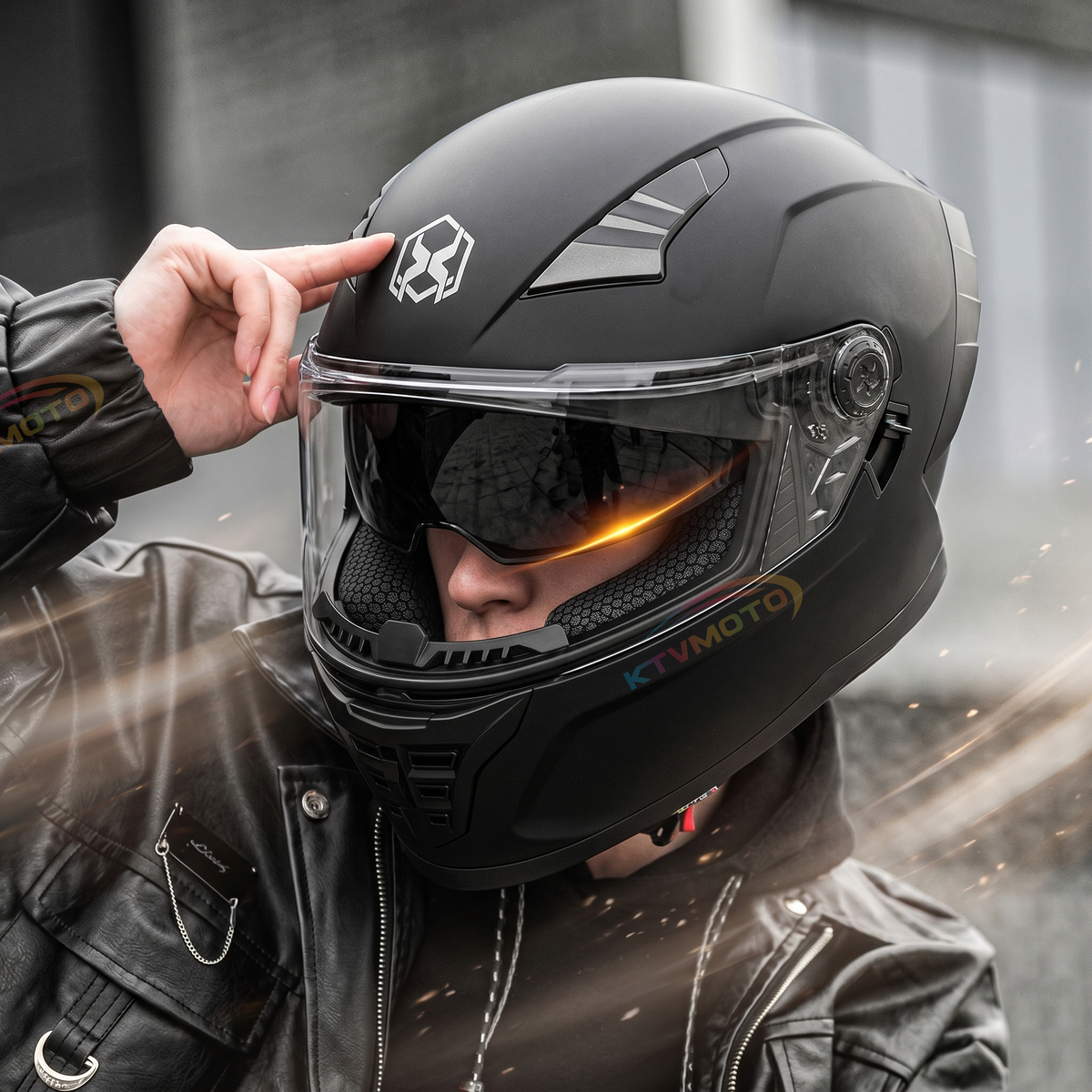 Aerodynamic full-face street racing helmet-I125