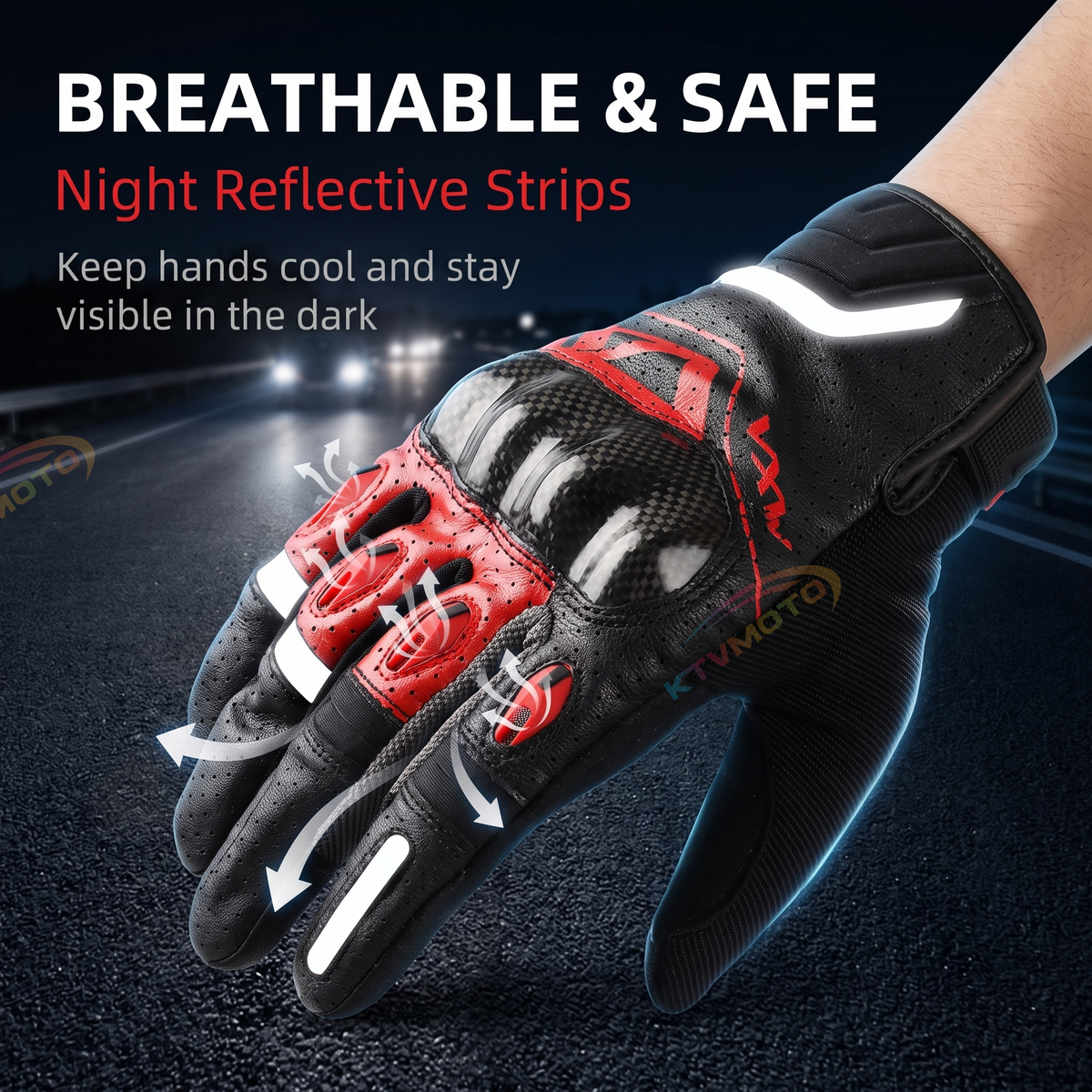 Motorcycle riding gloves made of carbon fiber and sheepskin-G77