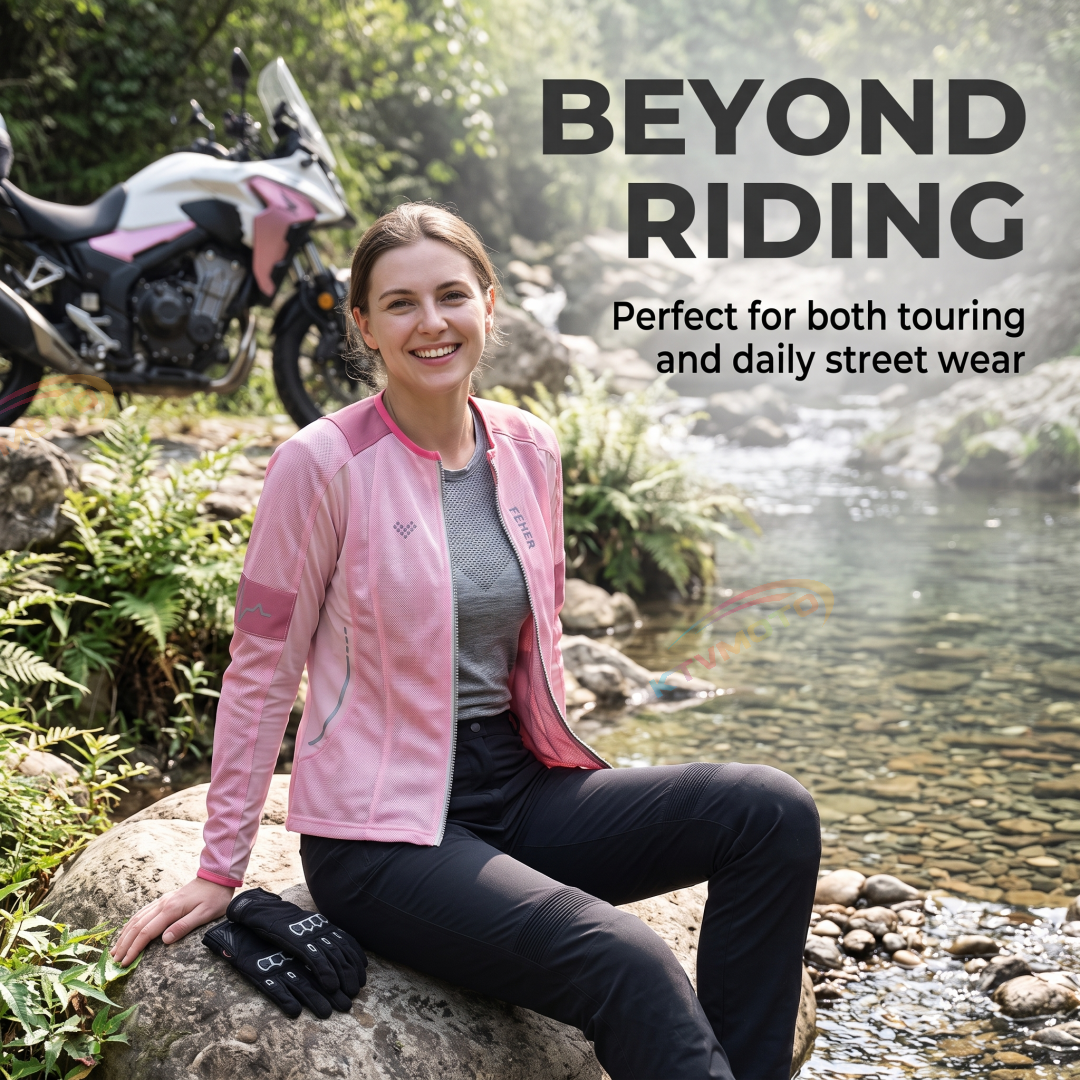 Women's Slim-Fit Breathable Mesh Motorcycle Jacket for Summer-J67