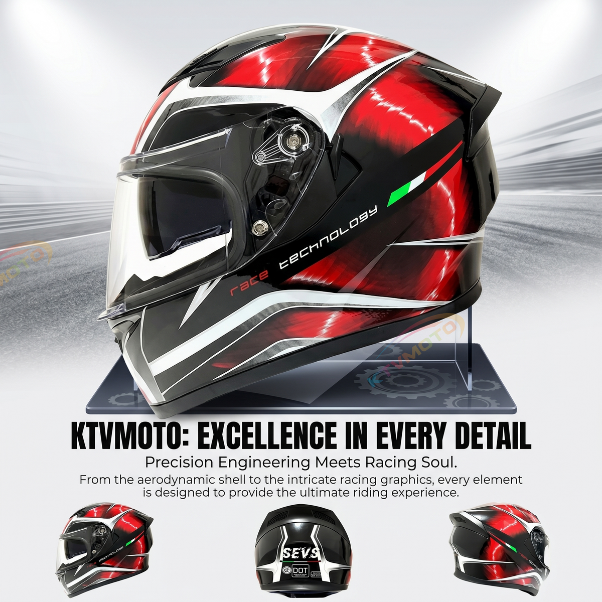 Street Racing Motorcycle Anti-Fog Full-Face Helmet-I106
