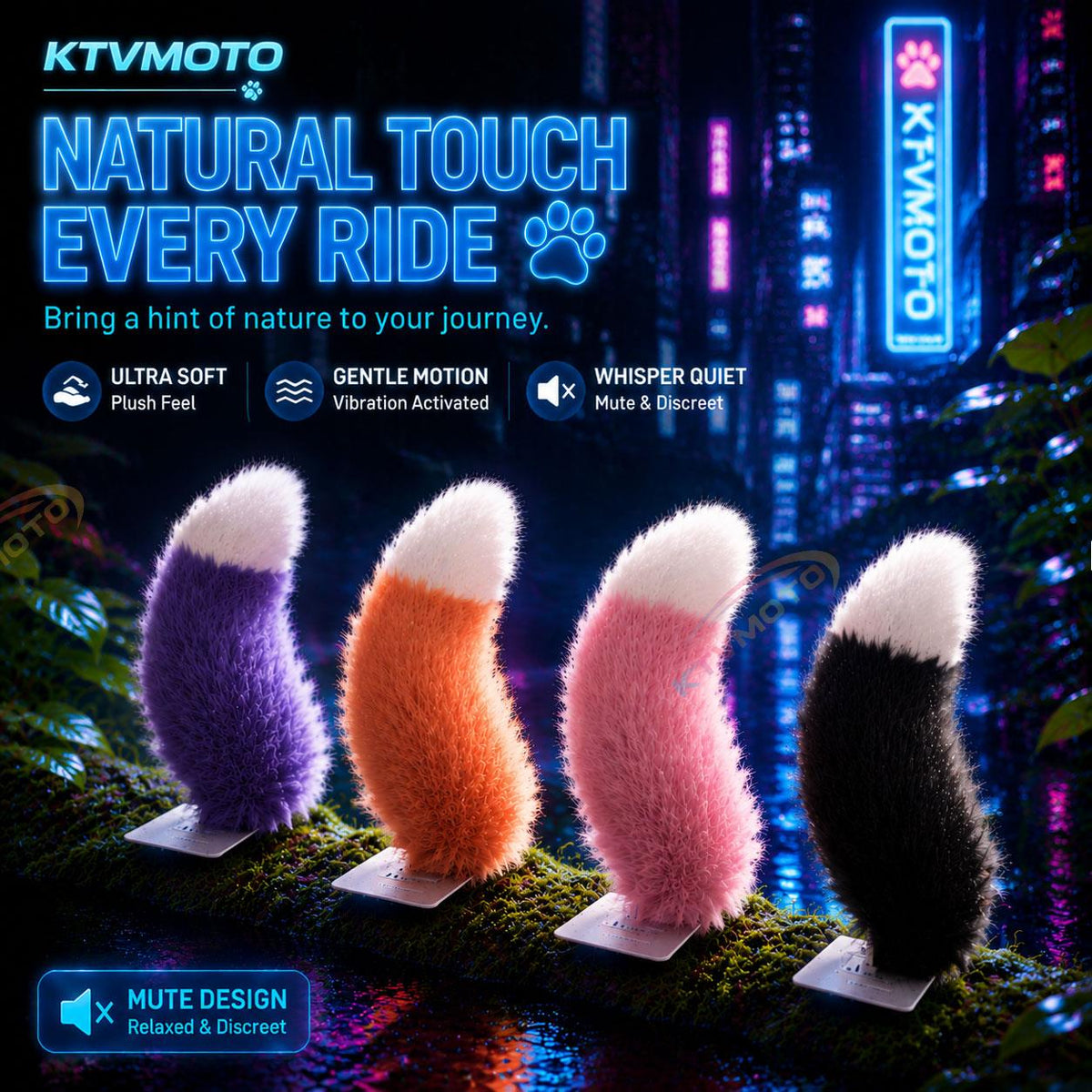 Plush fox tail prop for motorcycle cosplay – remote and voice-controlled-U02