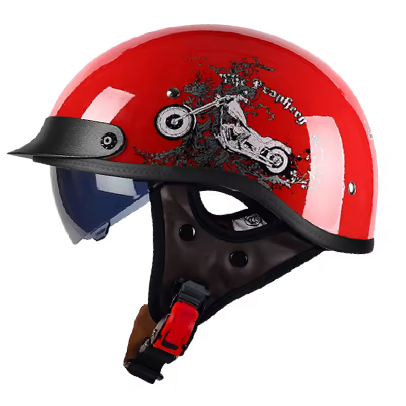 KTVMOTO Retro-style cruiser motorcycle half helmet-I13