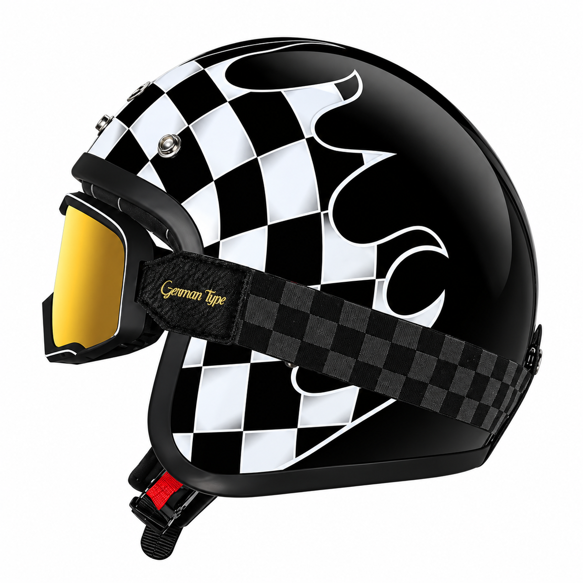 Retro Flame Pattern Convertible Motorcycle Helmet-I64