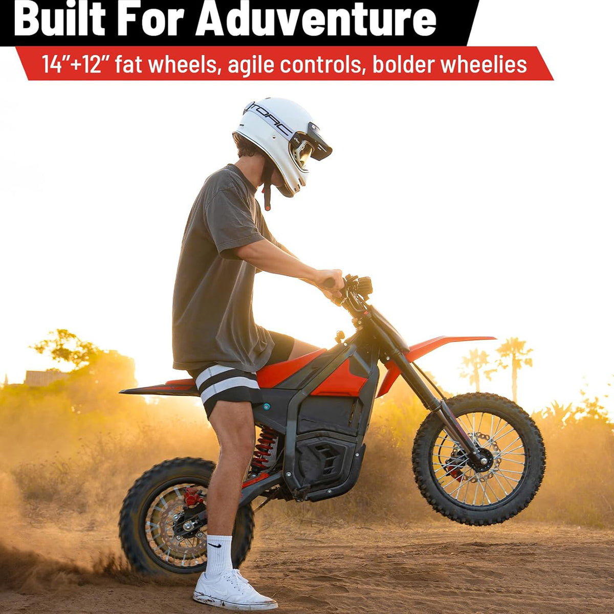 Electric Mini Dirt Bike for Teens & Adults 14"/12" Fat Tire 2600W with 48V 23AH Battery