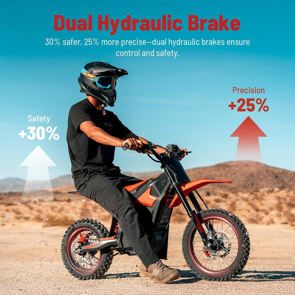 Electric Mini Dirt Bike for Teens & Adults 14"/12" Fat Tire 2600W with 48V 23AH Battery