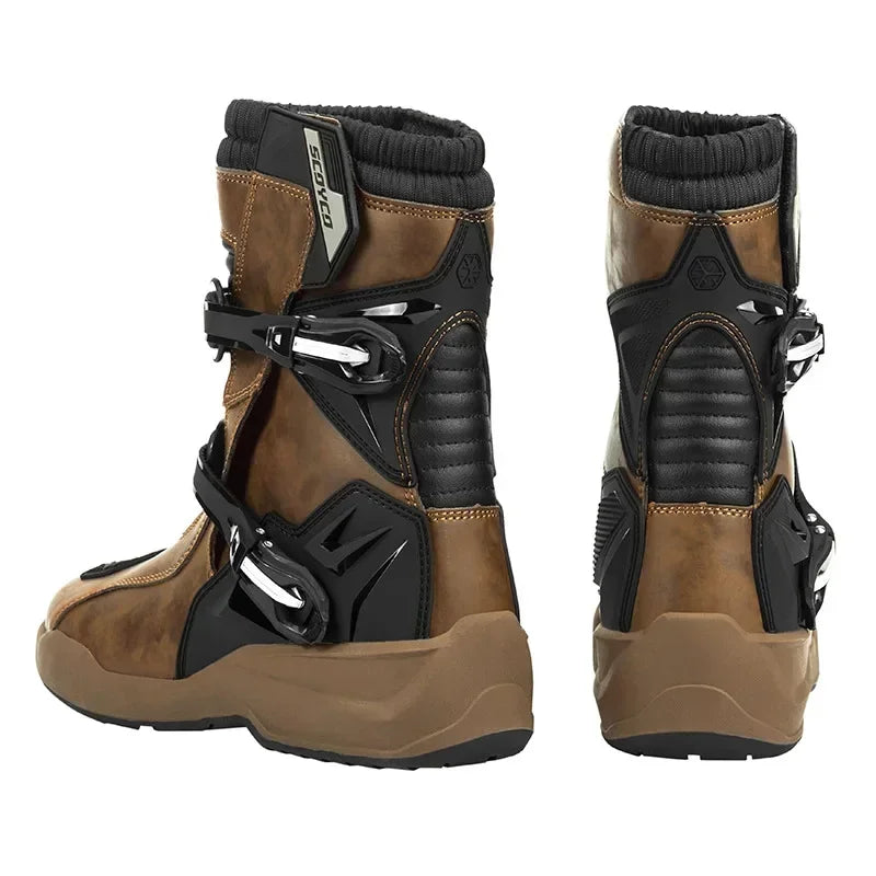 Rally riding boots genuine leather TPU protection non-slip wear-resistant-MT038