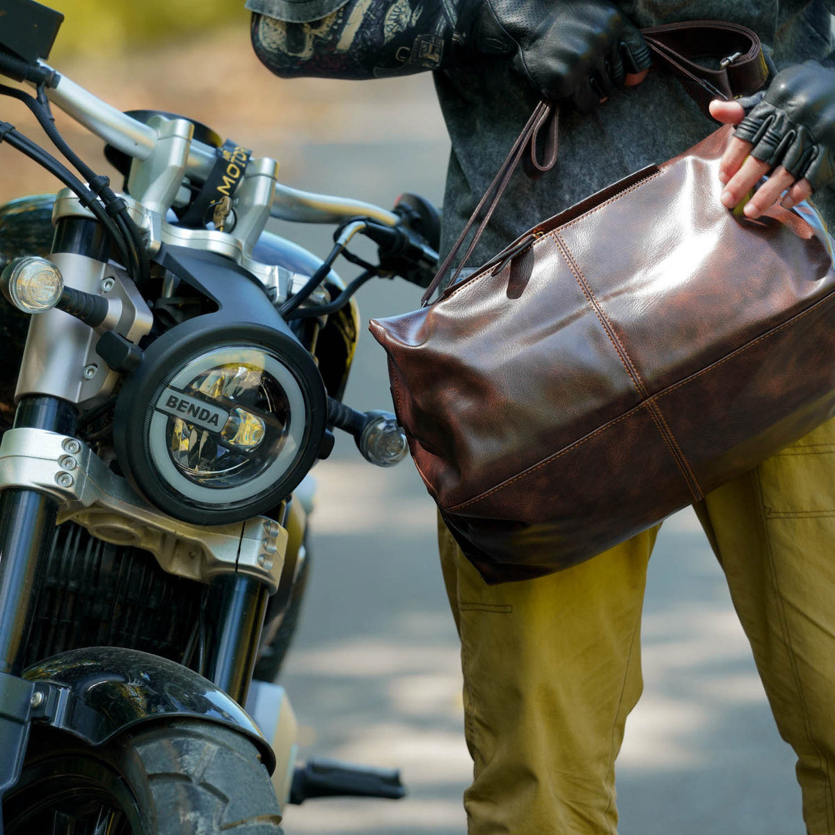 Retro motorcycle soft PU leather crossbody bag-B13