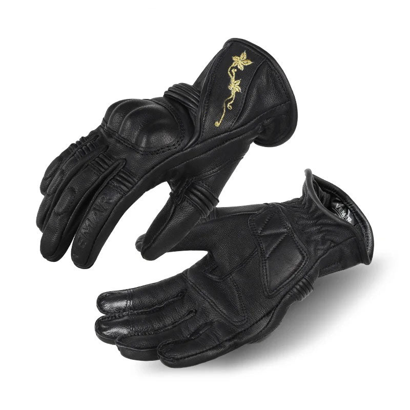 KTVMOTO Women's Retro Motorcycle Touchscreen Leather Gloves-G31