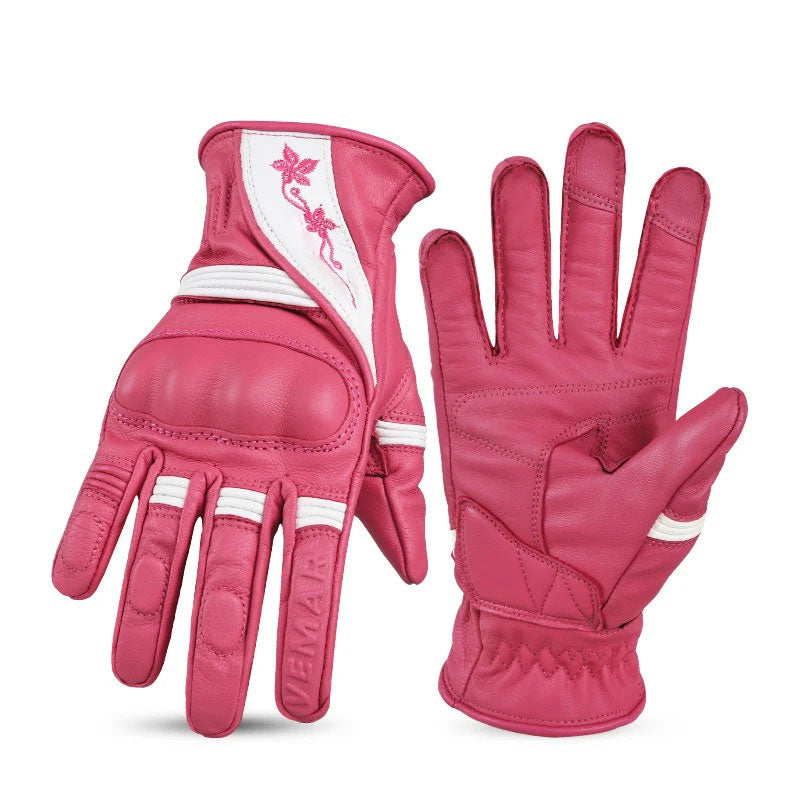 KTVMOTO Women's Retro Motorcycle Touchscreen Leather Gloves-G31