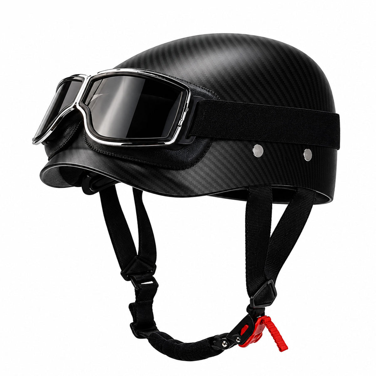 Retro-style carbon fiber beret-style motorcycle helmet-I285