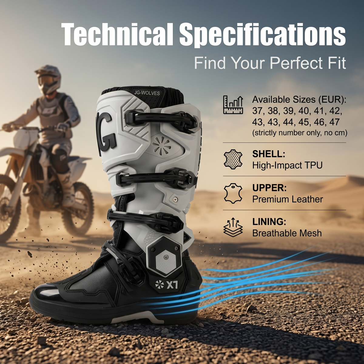 Off-road and rally motorcycle boots featuring a hinged structure-K72