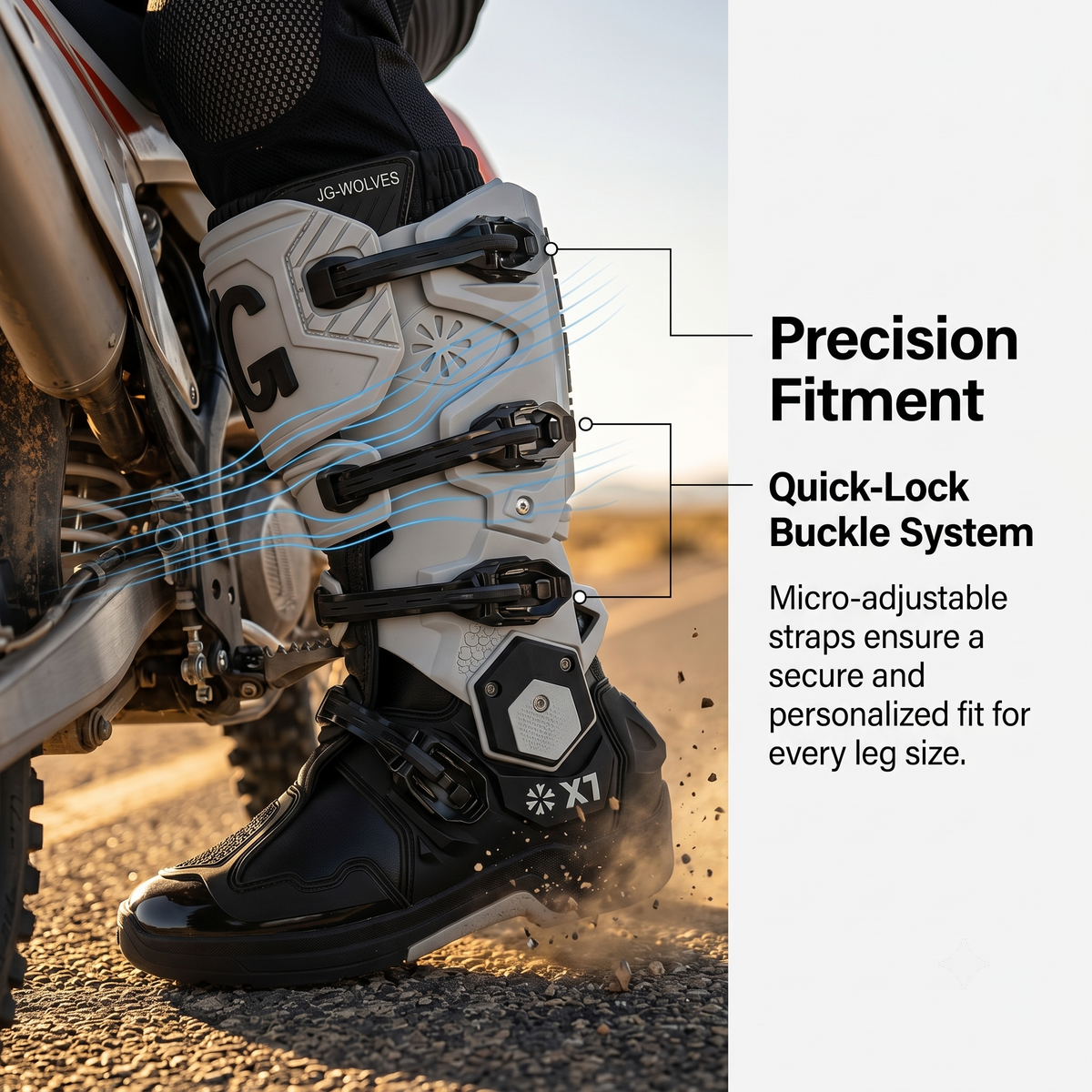Off-road and rally motorcycle boots featuring a hinged structure-K72