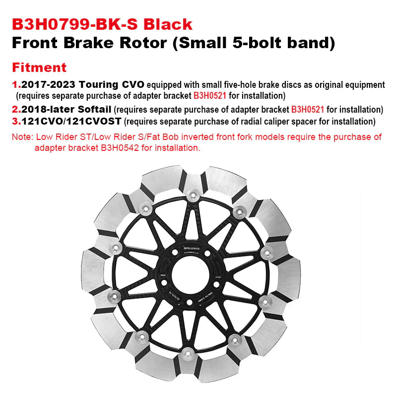 PB Style 5-Bolt Performance 13 Inch Front Brake Rotor for HD Touring and Softail Motorcycle Brake Systems