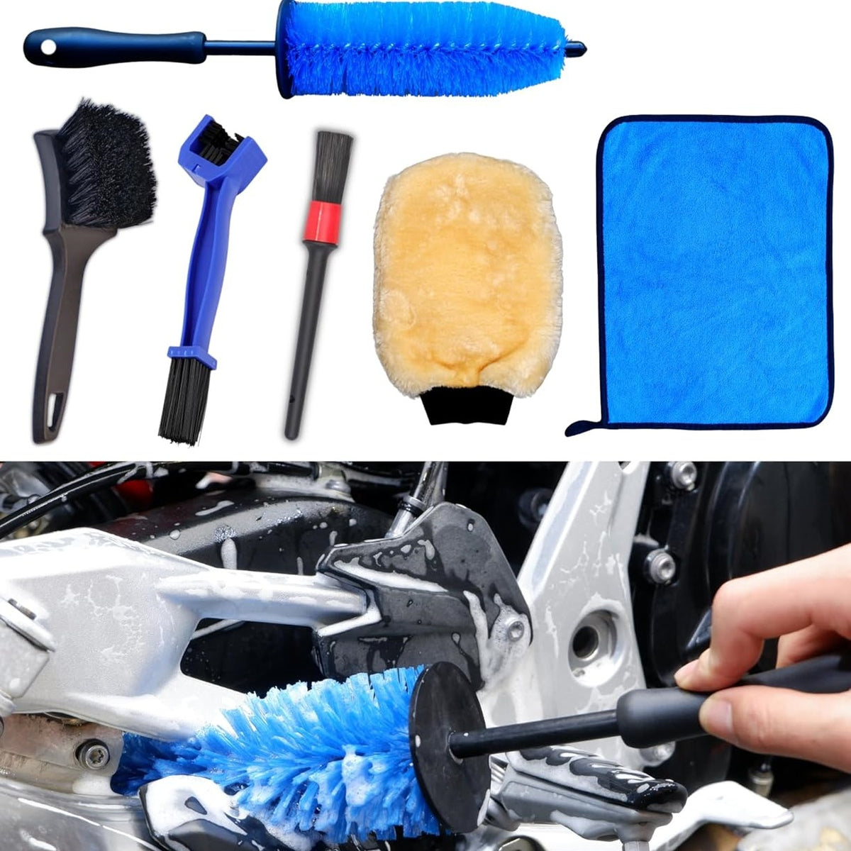 Motorcycle Cleaning Brush Set 6 Pack-X01