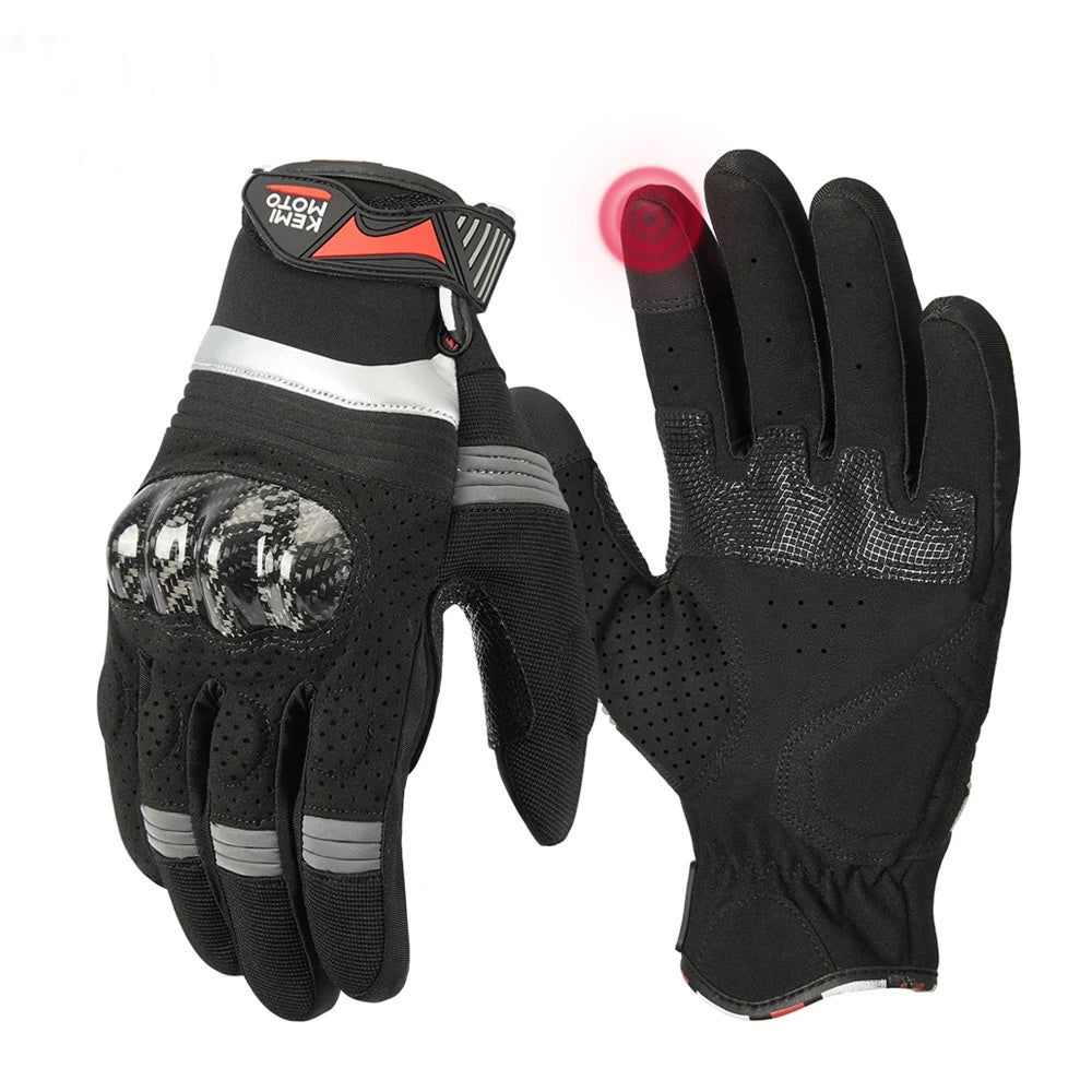 Breathable Carbon Fiber Leather Touchscreen Motocross Gloves - G07