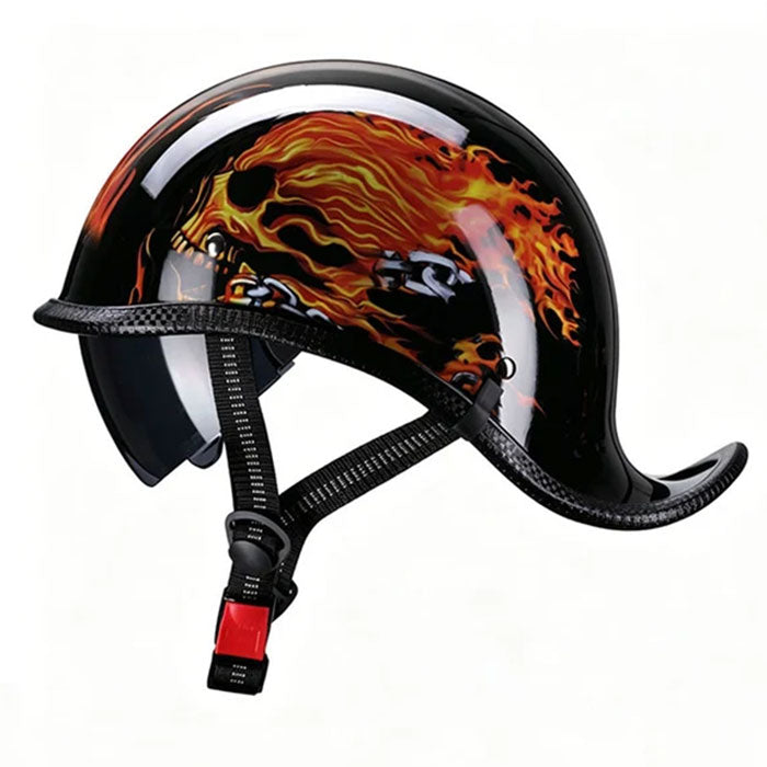KTVMOTO Vintage Half Helmet with Visor – Retro Motorcycle Helmet-I131