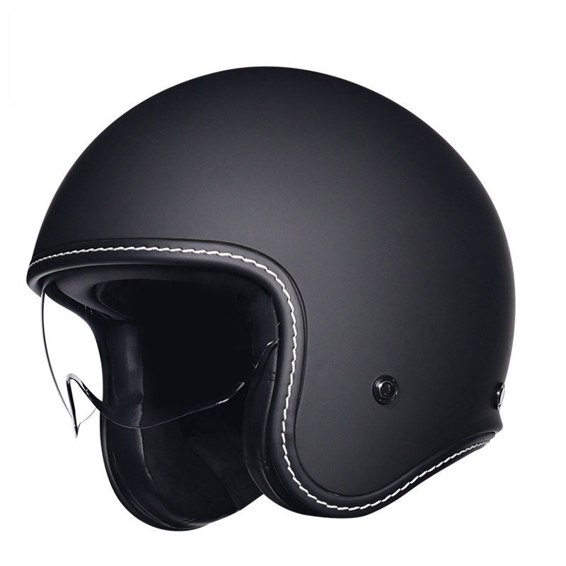 KTVMOTO Retro-style open-face motorcycle helmet with built-in visor-I22