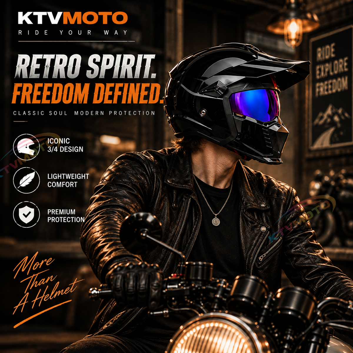 KTVMOTO Futuristic Full Face Motorcycle Helmet-I271