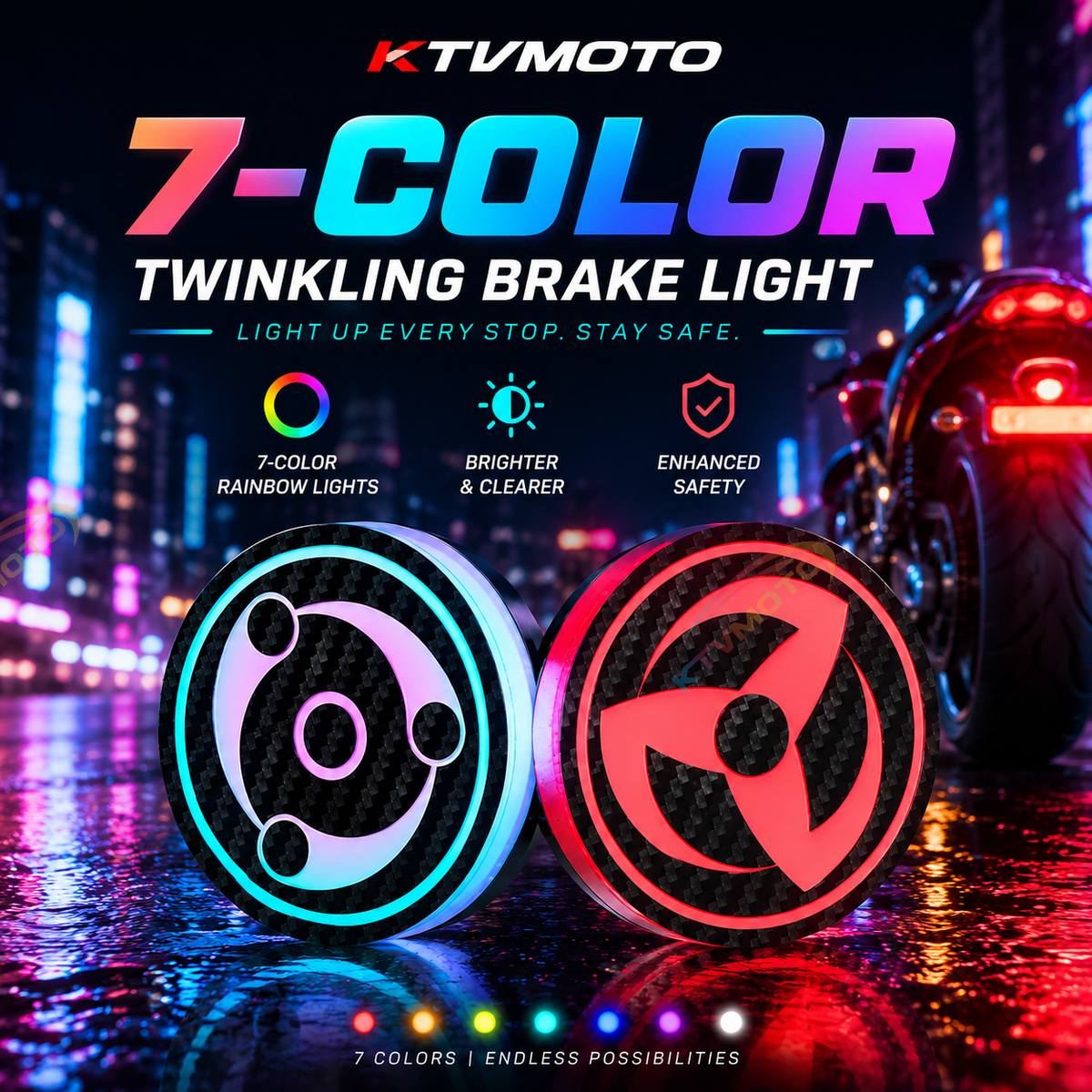 Motorcycle Rear Vortex-Style Multicolor LED Modification Light-D22